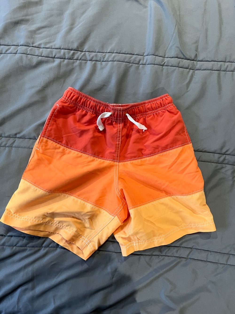 Hanna Andersson Orange to Red Color-Block Boys Swim Trunks